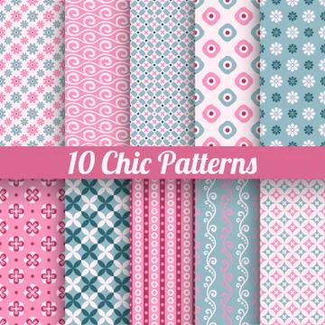 Chic different vector seamless patterns (tiling) Illustrazione stock