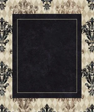 Chic frame copy space on taupe harlequin and damask Stock Illustration