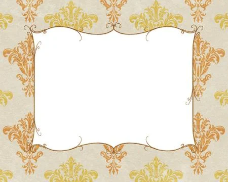 Chic frame copy space on white and gold damask Stock-Illustration