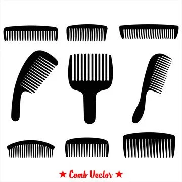 Chic Hair Comb Vector Set Versatile Silhouettes for Hairstyling Guides, Bea.. Stock Illustration