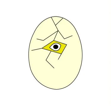 Chic hatching from an egg Stock Illustration