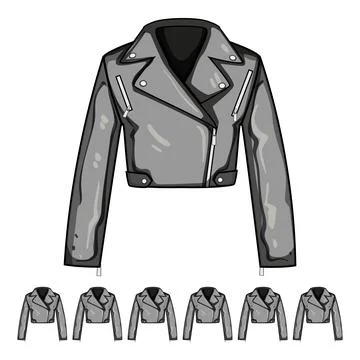 Chic leather jacket female cartoon vector graphic Stock Illustration