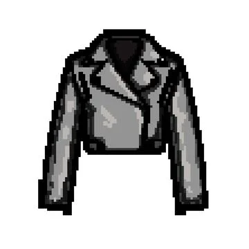 Chic leather jacket female pixel art vector illustration Stock Illustration