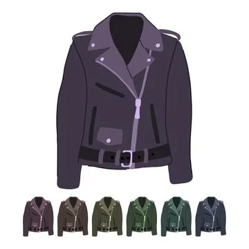 Chic leather jacket female vector cartoon graphic Stock Illustration