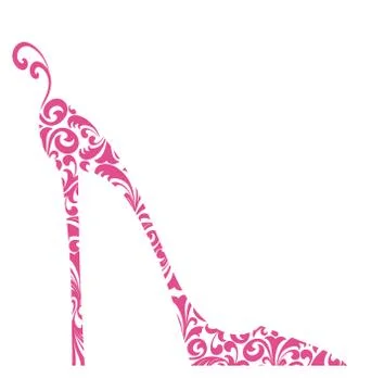Chic pink damask shoe Stock Illustration