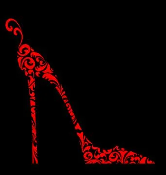 Chic red damask shoe Stock Illustration