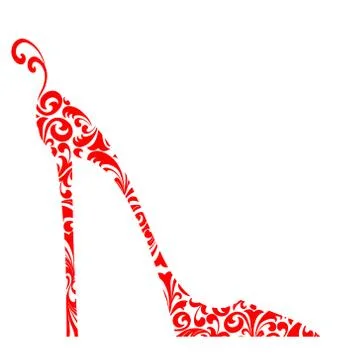 Chic red damask shoe Stock Illustration