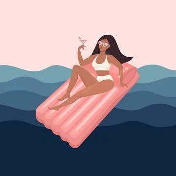 Chic Relaxation on Pink Float Stock Illustration