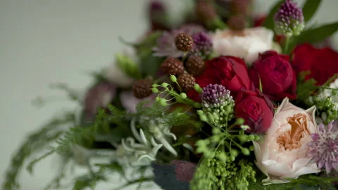 Chic Rose Bouquets for Bridal Styling Stock Footage 305041345