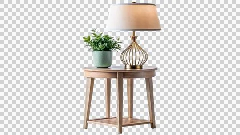 Chic-side-table-with-a-decorative-lamp-on-a-white- Stock Photos