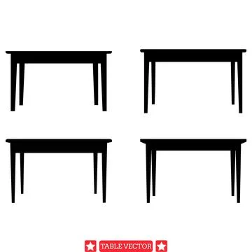 Chic Table Silhouette Collection  Elevate Your Projects with Classy Designs Stock Illustration