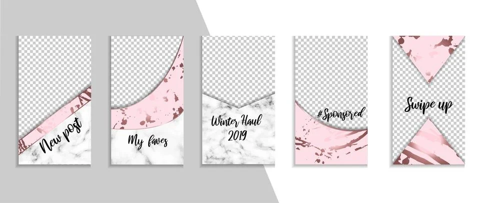 Chic templates set with marble texture Stock Illustration