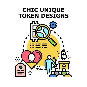Chic unique token designs concept vector illustration イラスト素材