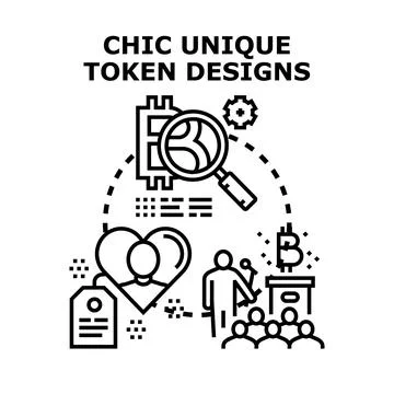 Chic unique token designs concept vector illustration イラスト素材