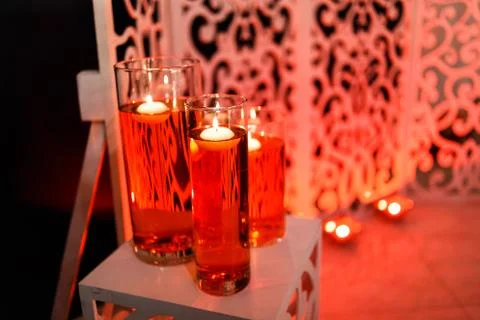 Chic Wedding Decorations with Candles Stock Photos
