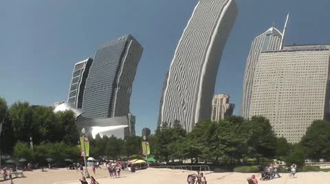 CHICAGO-0604 DISTORTED SKYLINE REFLECTIONS IN THE 'BEAN' Stock Footage 10806882