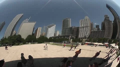 CHICAGO-0607 DISTORTED BEAN REFLECTIONS Stock Footage 10806890