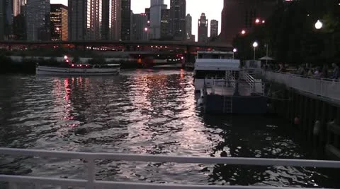 CHICAGO-0649 SUNSET SKYLINE Stock Footage 10807195
