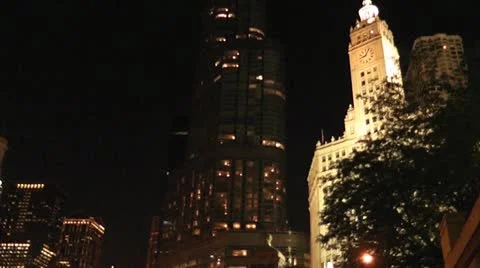 CHICAGO-0684 NIGHT PANORAMA Stock Footage 10808034