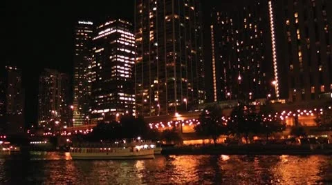 CHICAGO-0698 NIGHT RIVER TIMELAPSE Stock Footage 10808776
