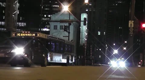 CHICAGO-0703 NIGHT TIMELAPSE TRAFFIC LOW ANGLE Stock Footage 10808863