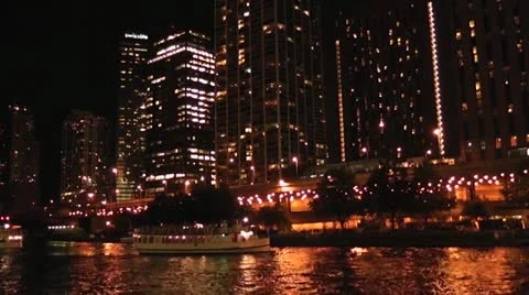 CHICAGO-0709 NIGHT RIVER TIMELAPSE Stock Footage 10808988