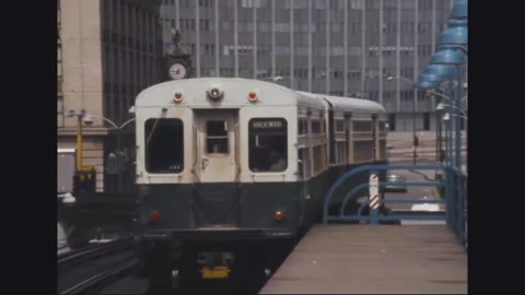 CHICAGO - 1960s - An elevated train wends through Chicago. Stock Footage 340659265