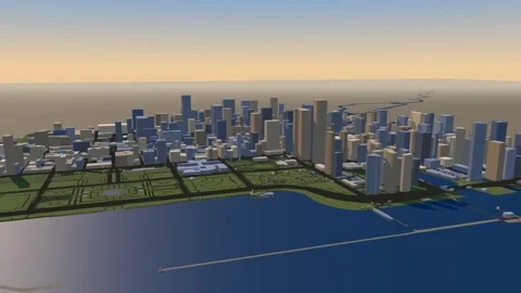 Chicago 3D isometric city skyline building blocks map animation afternoon Vídeos de archivo 342318097