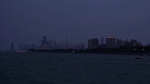 Chicago 4th of July Fireworks Time Lapse Dusk Night Stock Footage 79042291