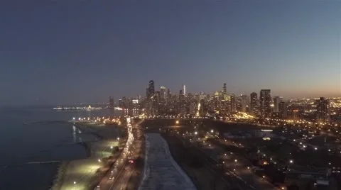 Chicago Aerial at Night Stock Footage 58623010