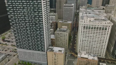 Chicago Aerial View Loop, Aerial Drone Footage Of chicago lakefront Stock Footage 275300162