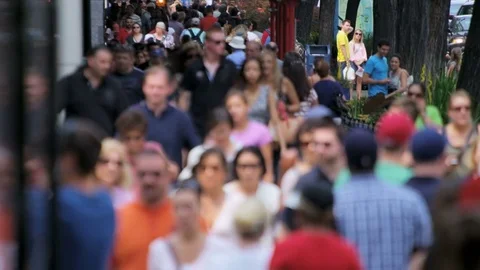 Chicago - April 2017: Crowds of multi ethnic people walking on city streets Stock Footage 74642285