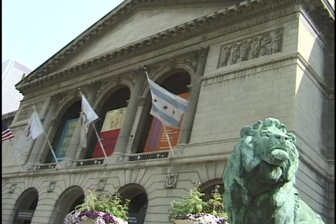 Chicago Art Institute Entrance 2 Stock Footage