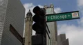 Chicago Avenue Sign Water Tower Skyscrapers Office Corporate Sunny Day Blue Sky HD Footage
