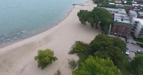 Chicago Beach Drone_Fall Day Stock Footage 278920791