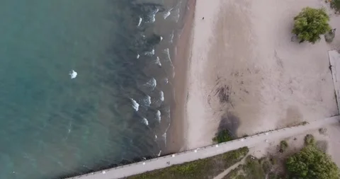 Chicago Beach Looking Down Along The Coast_Fall Stock Footage 278920822