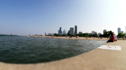 Chicago Beach Pier Stock Footage 726326