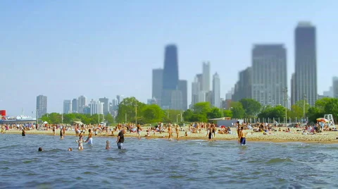 Chicago Beach wide Stock Footage