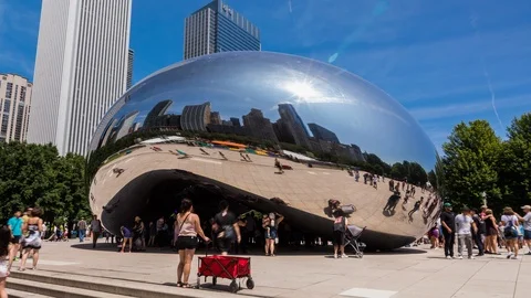 Chicago Bean, Cloud Gate In Chicago Timelapse Stock Footage 96429678