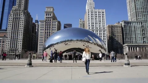 Chicago Bean Cloud Gate Sculpture Timelapse Stock Footage 74501405