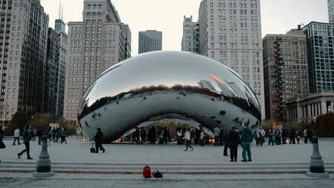 Chicago Bean Sculpture - Cloud Gate Stock Footage 86438090
