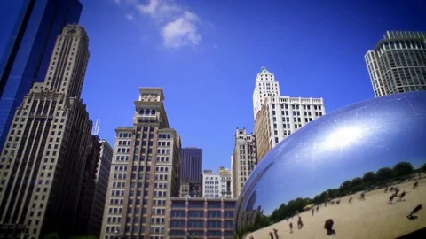Chicago bean sculpture pan down Stock Footage 78648643