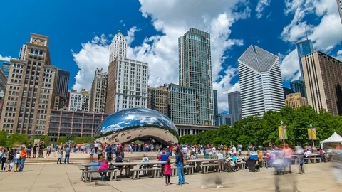 Chicago Bean Time Lapse Skyline 4K 1080P Stock Footage 77334761