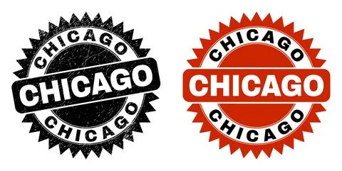 CHICAGO Black Rosette Stamp with Rubber Texture Stock Illustration