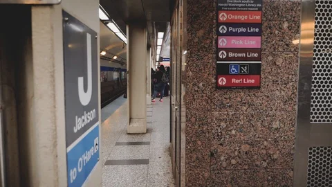 Chicago Blue Line Jackson Stop Stock Footage 129521344