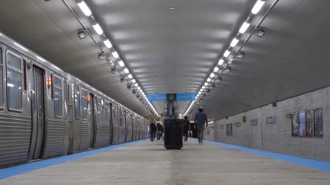 Chicago Blue Line Train Passengers Stock Footage 243122340