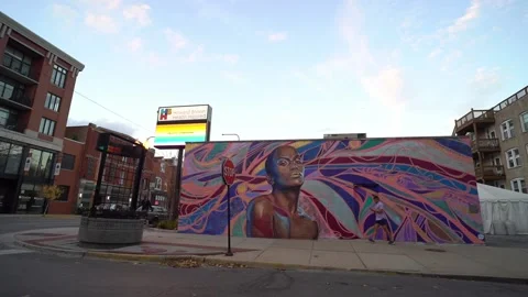 Chicago Boystown mural Stock Footage