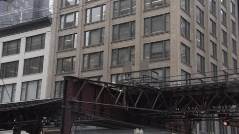 Chicago Building Exterior High Train Stock Footage 90001430