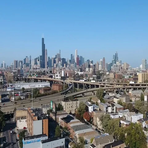 Chicago buildings expressway Stock Footage 69339363