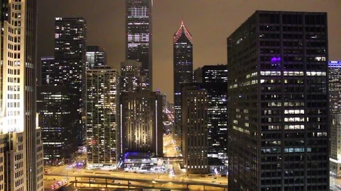 Chicago buildings Wacker Drive Video stock 71944582